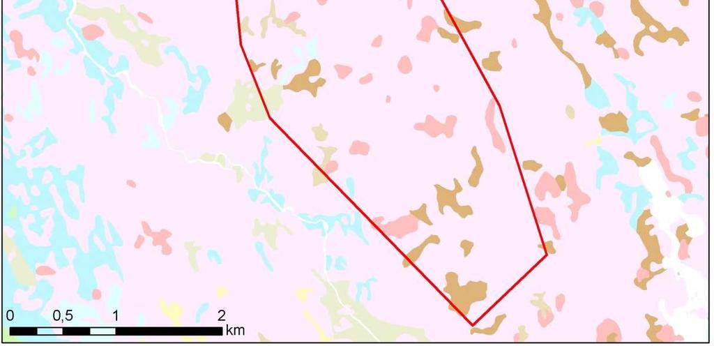 Suunnittelualueen maaperäkartta Suunnittelualueen ja sen ympäristön kallioperää hallitsevat vanhemmat kivilajit (svekofenniset granodioriitit ja kiillegneissit).