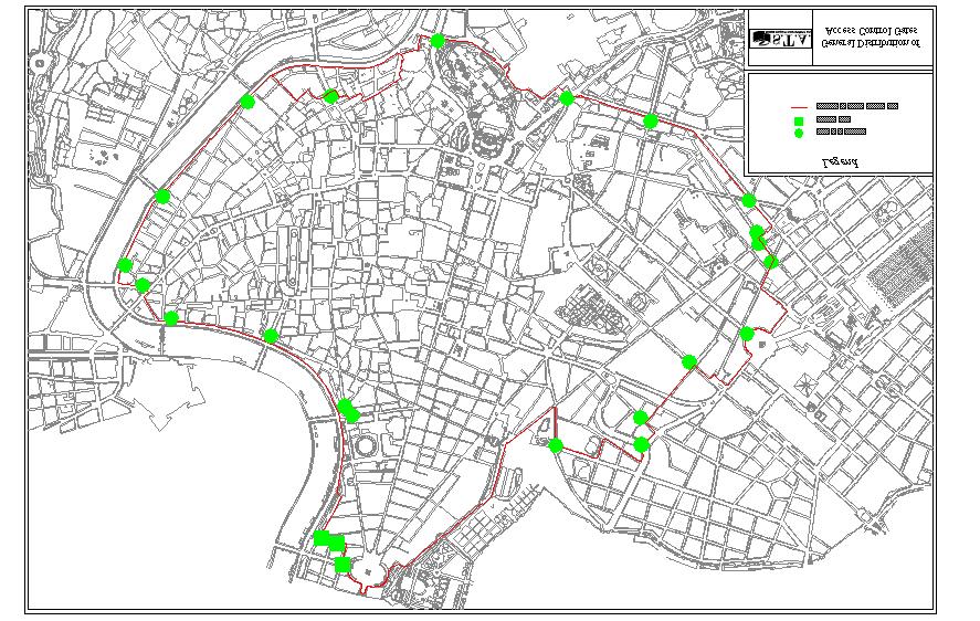 Rome / Limited Traffic Zone: Access Control Area: about 4,5 km 2 ; 23 Electronic Gates; 42,000 Residents, 12 Ministries, Municipality s Offices, Tourist Sites PERMITS Residents 21000 Non-residents