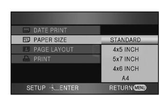 Näyttöön tulee vahvistuspyyntö. Jos tulostin ei tunne päiväyksen tulostusta, et voi käyttää tätä toimintoa. 7) Valitse PAPER SIZE. Määritä tulostuspaperin koko.