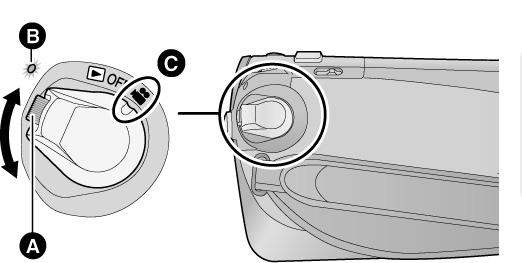 Kameran toimintatilan valinta Valitse toimintatilan valitsimella kuvaus, tiedostojen toisto tai virta pois (OFF).