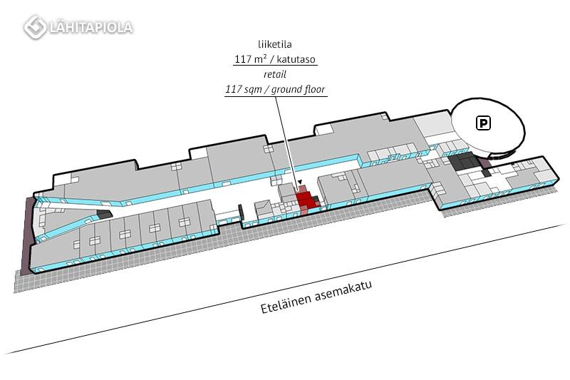 Liiketila 117 m² / katutaso Vuokrattavissa ravintolakäyttöön soveltuva liiketila Riihimäen Matkakeskuksesta.