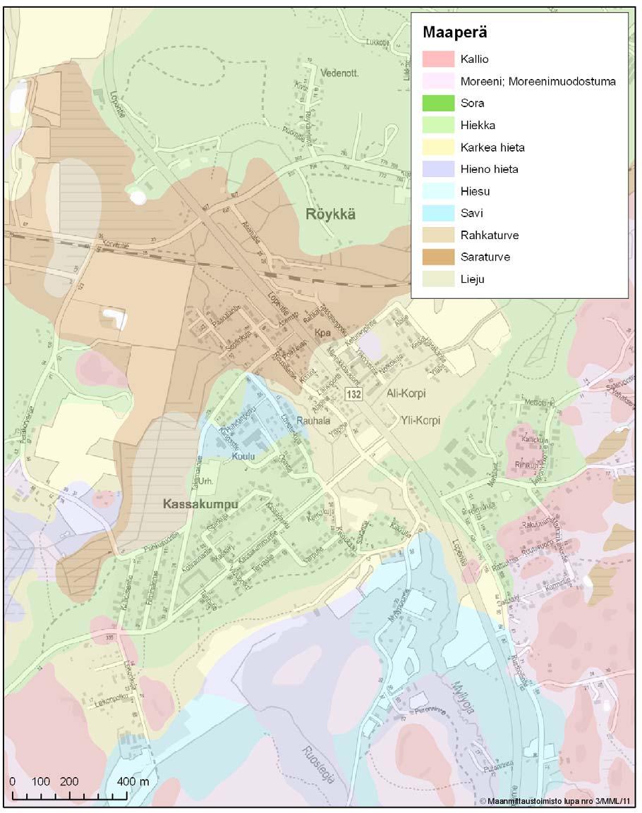 2.5 Maaperätiedot Röykän taajaman kohdalla maaperä on etelässä pääasiassa savea ja hietaa, ydintaajaman kohdalla turvetta ja pohjoisosassa turvetta ja