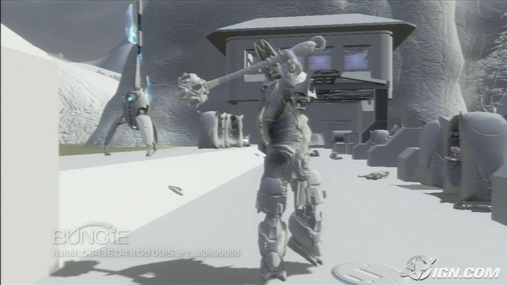10 Kuva 4: Näkymä ilman tekstuureja pelistä Halo 3. kappaleeseen ikäänkuin kaivetaan tunneleita ja huoneita leikkaamalla siihen tyhjää tilaa.