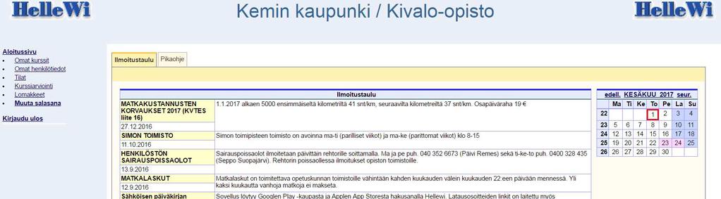 OHJELMAN OPAS: Sisäänkirjoittautuminen: https://www.opistopalvelut.fi/kivalo-opisto/tuntiopettajat.htm 1.