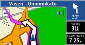 Kartan käyttäminen Kartan käyttäminen Avaa kartta valitsemalla päävalikosta Näytä kartta tai painamalla MAP-painiketta. Lisätietoja saat koskettamalla kartalla olevaa kohtaa (kuten alla).