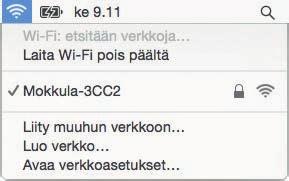 MAC Klikkaa hiirellä WLAN-verkon ikonia näytön yläosassa.