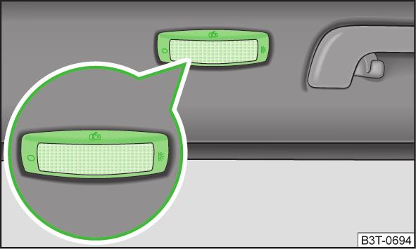 olevia sisävaloja käytetään edessä olevien valojen kanssa yhdessä» Sivu 72. Takasisävalo - Versio 2 Autoille, joissa on lasikattoluukku.