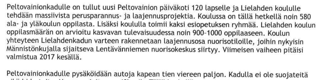 3 Peltovainionkatu turvallisemmaksi lapsille