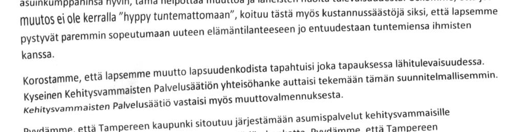 Kehitysvammaisten Palvelusäätiön hanketta.