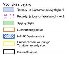 Virkistyskäytön ja luontomatkailun osalta on huomioitu myös Hämeenlinnan