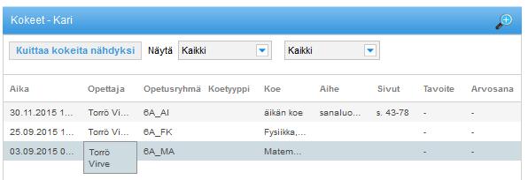 Laajennetussa näkymässä huomatuksia voi selata kalenteriviikoittain. Lisäksi tiettyyn viikkoon voidaan siirtyä Valise viikko -painikkeella. 4.