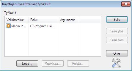 Käyttäjän määrittämät työkalut Sen lisäksi, että voit määrittää opastajan käynnistämään sovelluksia opiskelijatyöasemissa, voit suorittaa tehtävän automaattisesti opastajatyöasemassa käyttämällä