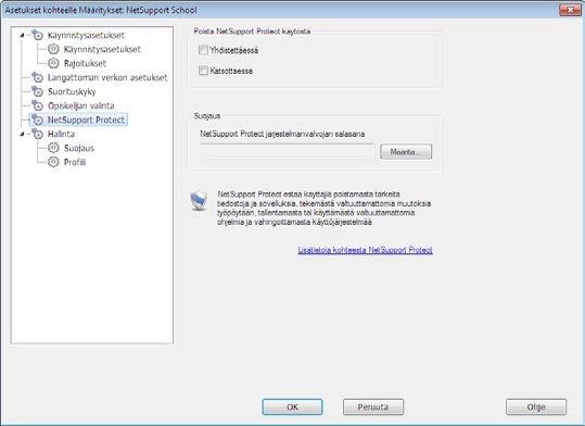 NetSupport Protect NetSupportin työpöytäsuojaustuote NetSupport Protect täydentää NetSupport Schoolin toimintoja parantamalla Windows käyttöjärjestelmien ja työpöytien suojausta ei-toivotuilta tai