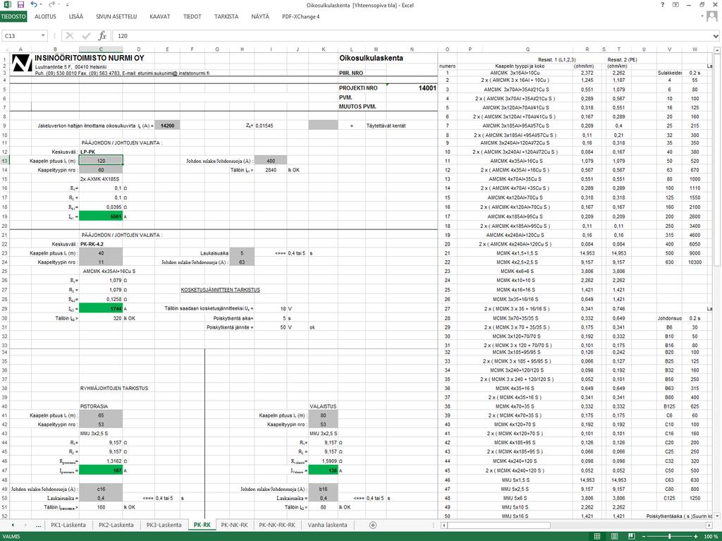 19 Kuva 7. Excel-taulukkolaskentaohjelma. Taulukosta puuttuu kuitenkin paljon hyödyllisiä ominaisuuksia, jotka löytyvät integroituna suoraan kaupallisista ohjelmista.