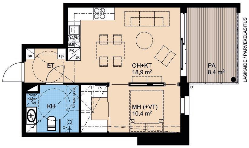 2h+kt 38,5 m 2 Rakennuttaja pidättää oikeuden muutoksiin. 2h+kt 38,5 m 2 A6 2. krs A11 3. krs A16 4. krs A21 5.