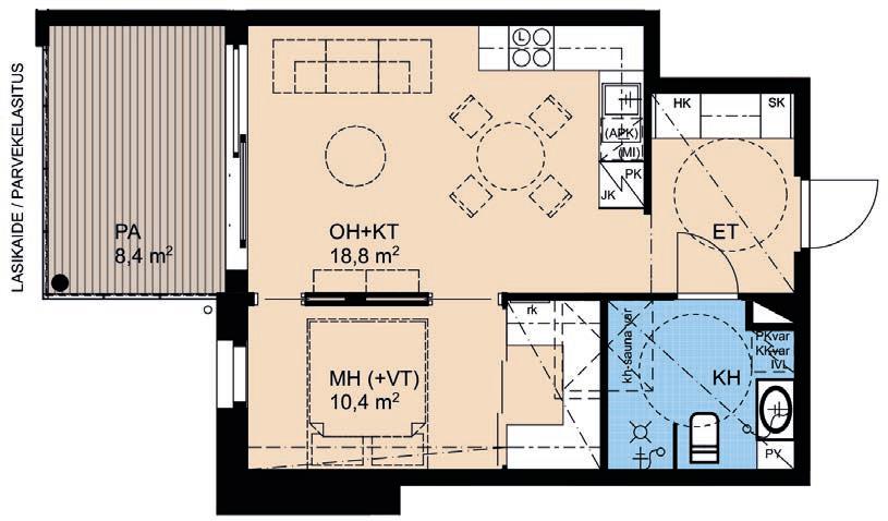 Rakennuttaja pidättää oikeuden muutoksiin. 2h+kt 40,5 m 2 2h+kt 40,5 m 2 A8 2. krs A13 3. krs A18 4. krs A23 5.