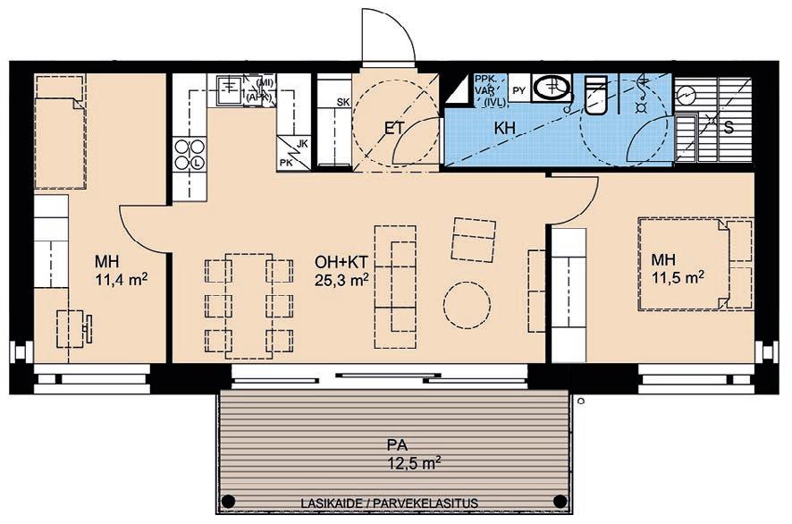 3h+kt+s 61,5 m 2 Rakennuttaja pidättää oikeuden muutoksiin. 3h+kt+s 61,5 m 2 A17 4.