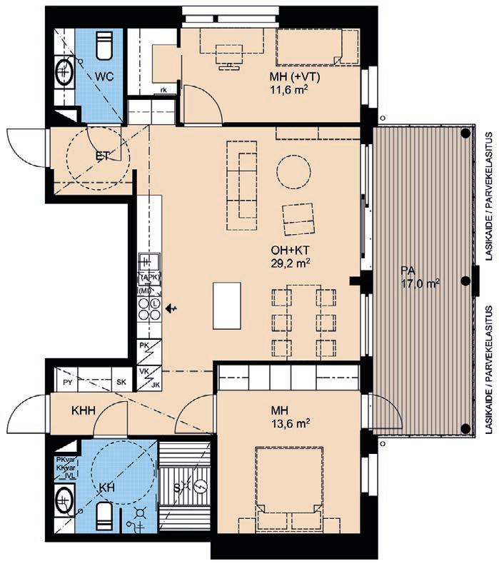 3h+kt+s 61,5 m 2 Rakennuttaja pidättää oikeuden