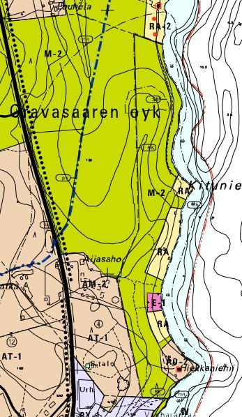 7 Kuva : Ote Oravasaaren osayleiskaavasta suunnittelualueen kohdalta. 1.3.