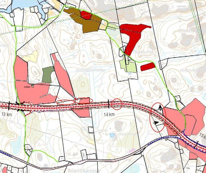 KIVA-kortti 8 Kiinteistövaikutusten arviointi Vt 12:n parantamisen yhteydessä yleissuunnitelmavaiheessa välillä Nastola/Uusikylä - Iitti/Tillola Iitti: Marjokankaan kohta, 13-14,5 km 29. 30. 31. 32.