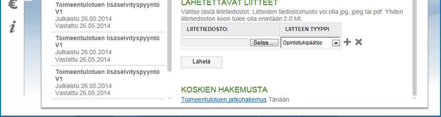 Lomakkeessa on tekstikenttä asiaan liittyvien Lisätietojen kirjaamiseen ja mahdollisuus liitteiden liittämiseen.