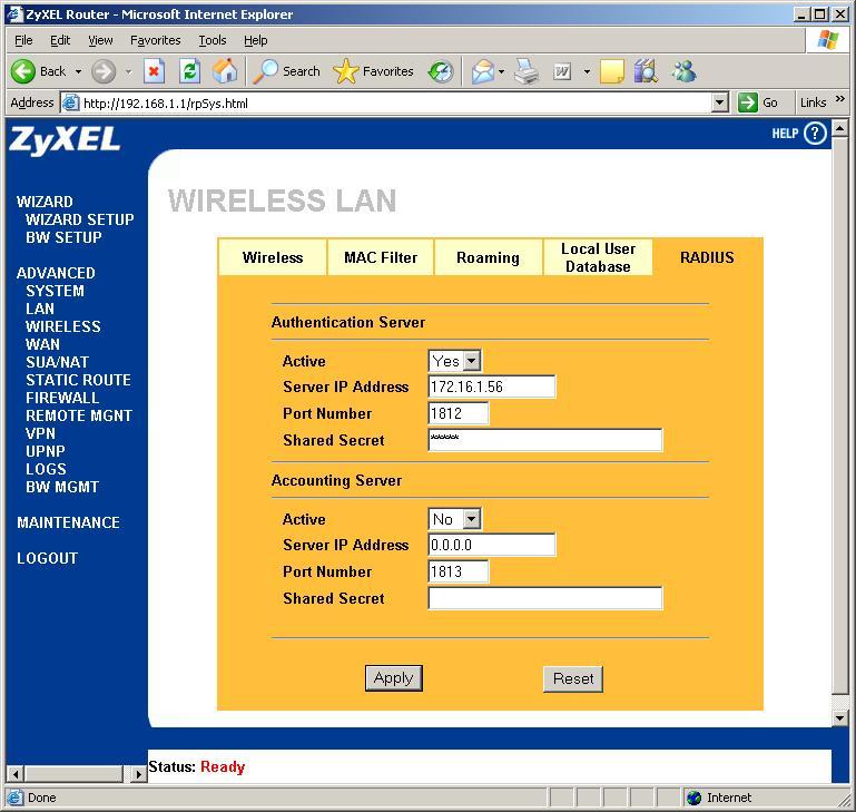 28 Kuva 15 Autentikointipalvelimen tiedot Windows 2003 Server Windows 2003 Serverin palvelu, jota tarvitaan käyttäjän tunnistukseen, on Internet Authentication Service (IAS).