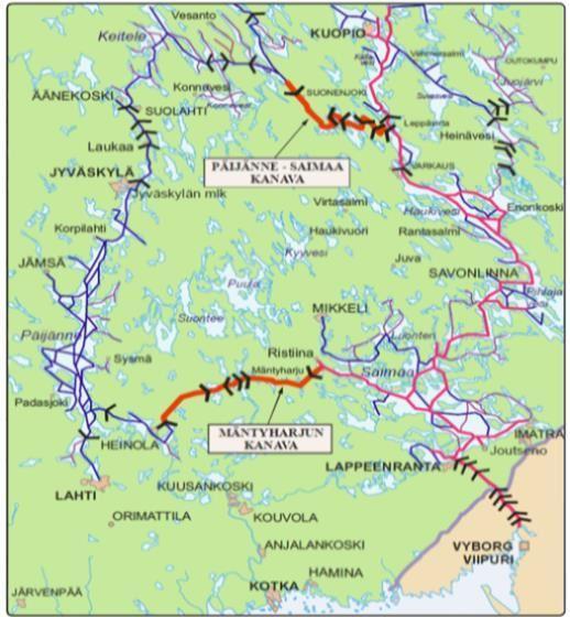 Vuoksen ja Kymijoen vesistöt o Vesistöjen yhdistämisen vaihtoehdot o