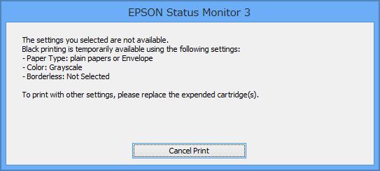Jos EPSON Status Monitor 3 on poistettu käytöstä, siirry tulostinohjaimeen, napsauta Laajennusasetukset Huoltovälilehdellä ja valitse