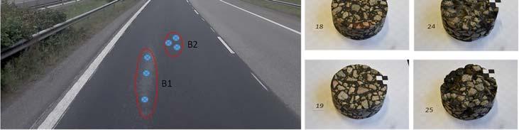 Näytteiden paikat on esitetty seuraavissa kuvissa 10 14. Kuva 8. Näytteet A1(karkea) ja A2 (sileä) valtatiellä 1 tieosalla 6 suunnassa 1 kaistalla 2 kohdissa 3944 m ja 3945 m.