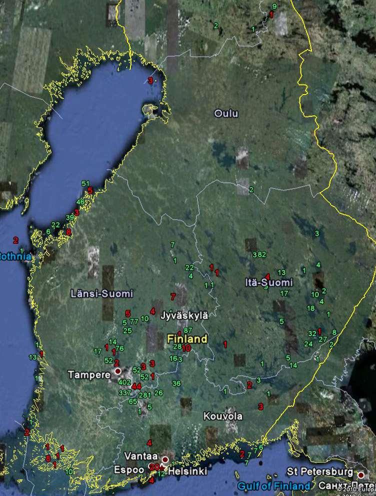 Tarastenjärven jätteenkäsittelykeskuksen lokit 1998-214 - 215 Juvaste, Koskinen 76 Kuvat 6.5 Missä syntyneet?