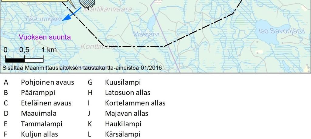 etelään Vuoksen ja