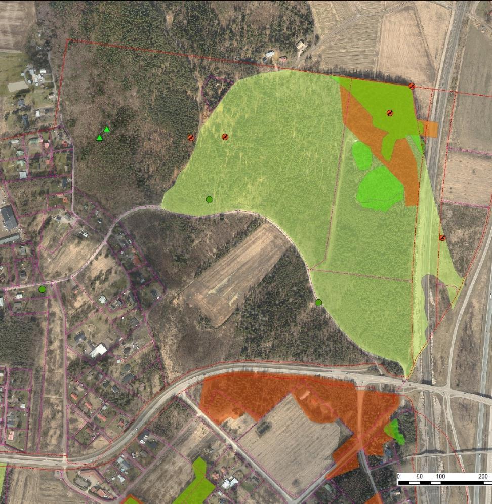 Ympäristöarvoja Potentiaalisia liitooravakohteita (oranssit alueet) Arvokkaita ja inventoituja luontotyyppikohteita (limenvihreät alueet)