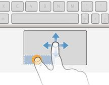 Vetäminen ja pudottaminen 1 Siirrä sormi aktiiviselle alueelle ja paikanna osoitin ja siirrä sormi sitten valittavan kohteen päälle. 2 Paina vasemman painikkeen aluetta pitkään.