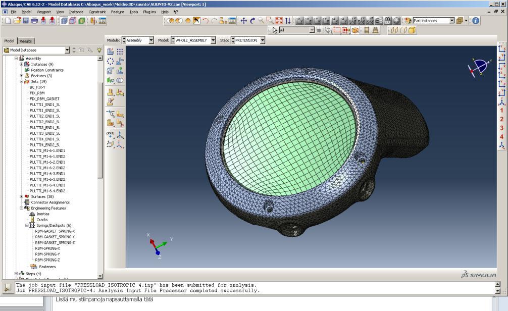 Abaqus Unified FEA Elementtimenetelmään perustuva monifysikaalinen analyysiohjelmisto Mallin esikäsittely Rakenneanalyysi Lineaarinen ja epälineaarinen