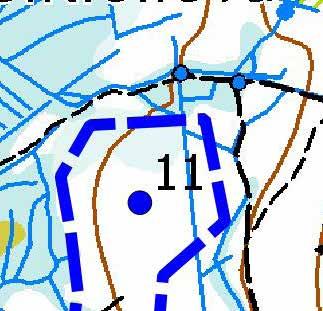 Turbiinipaikka 11 Kasvillisuuskuvaus: Puolukkatyypin (VT) kuivahkon kankaan vanha ja järeäpuustoinen kuusikko, jossa on 15 25 metriä pitkiä puita.