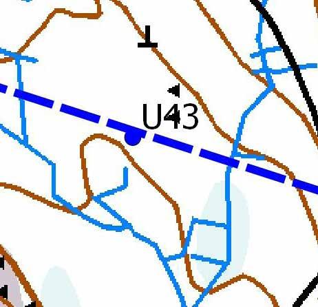 Turbiinipaikka 2 (U43) Kasvillisuuskuvaus: Kanervatyypin (CT) kuivaa ja puolukkatyypin (VT) kuivahkoa kangasta, jossa on seospuina vähän kuusia ja hieskoivuja.