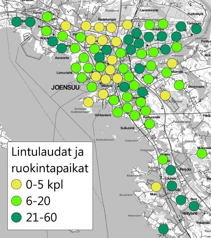 Pohjois-Karjalan Lintutieteellinen Yhdistys ry oli myös jaksettava tutkia valitsemansa lohkon kadut kävellen; talsimista kertyi helposti kymmenisen kilometriä.