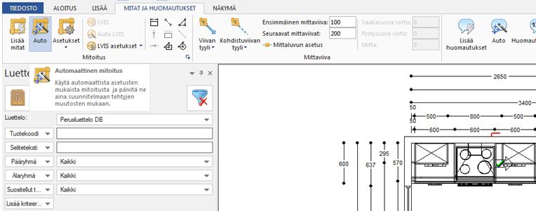 välilehti ja valitse Mitoituksen Asetukset pudotusvalikosta mille tuotteille haluat mitoituksen käyttöön.