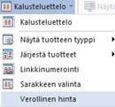 Niiden paikkaa voidaan vaihtaa raahaamalla niitä otsikko rivillä.