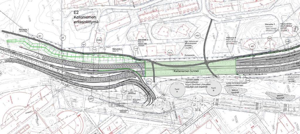 Kehä I Keilaniemen tunneli, Espoo 15 (29) Tunnelin seinien ulkopintoihin asennetaan kermieristys. Tunnelin sisäpuolella seinien alaosat pinnoitetaan sementtipohjaisella pinnoitteella.