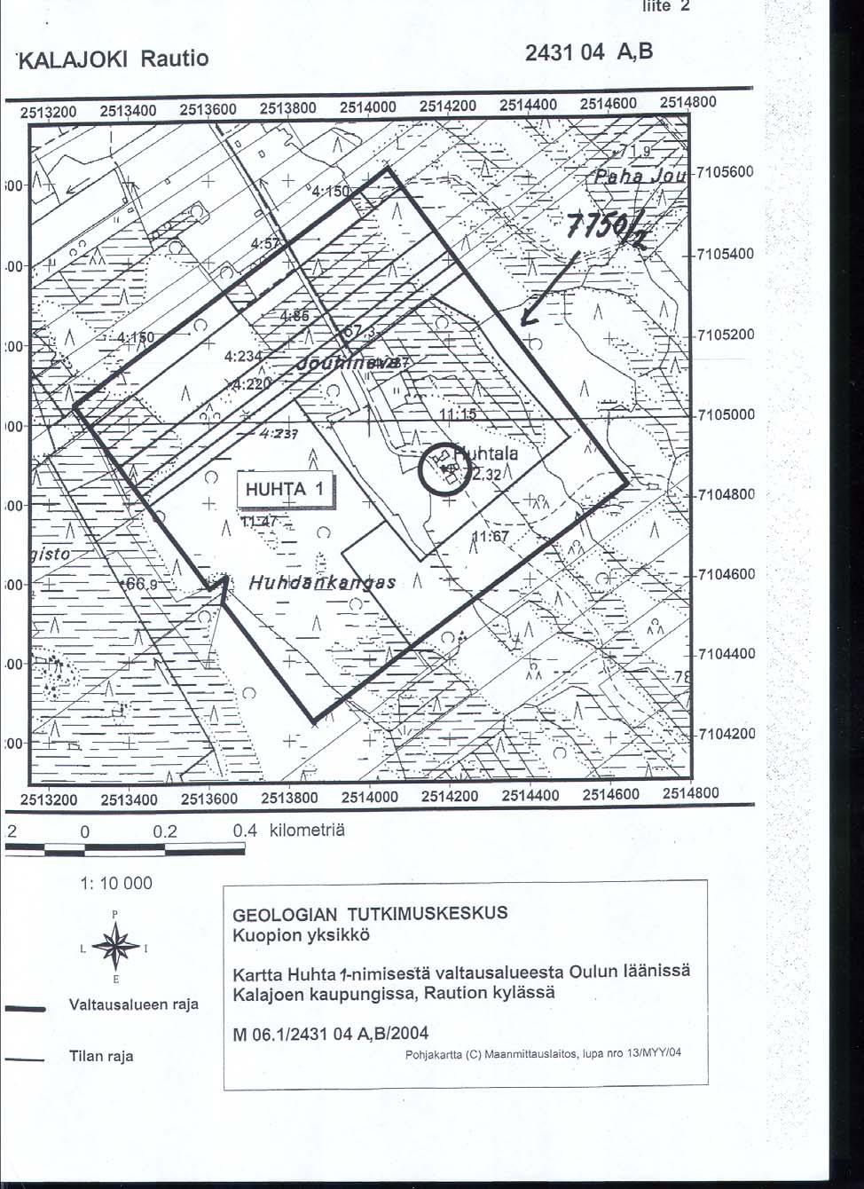 Liite 1. Valtauksen Huhta 1 (7750/2) sijainti.