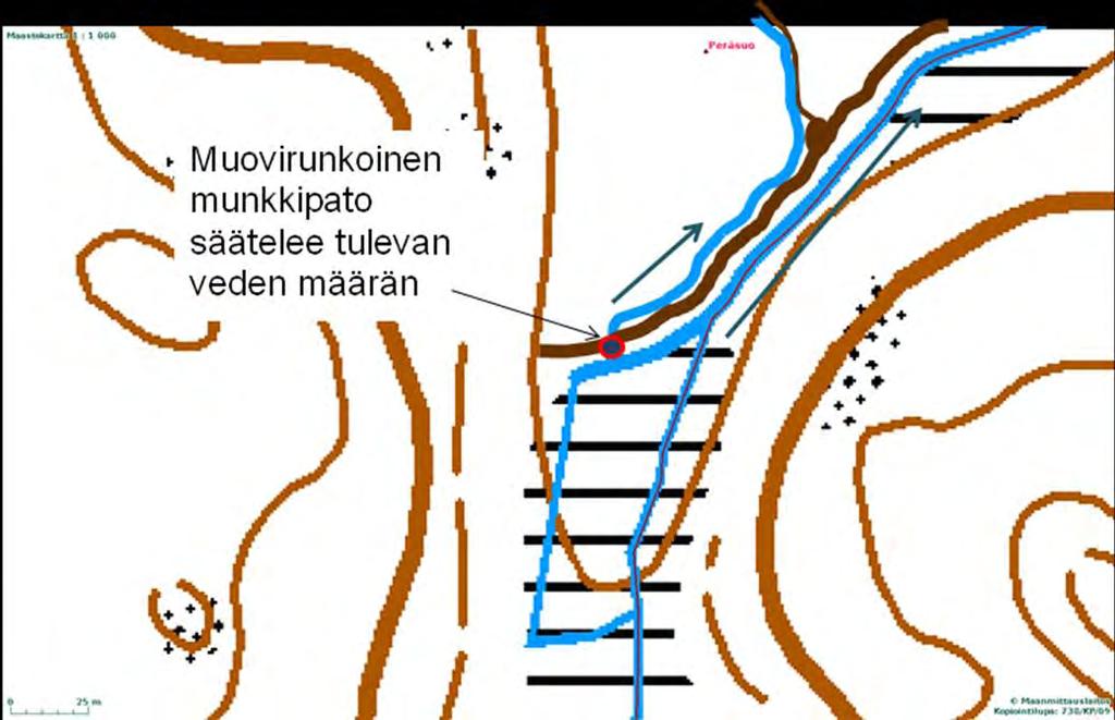 4. Suunnitelma Maastossa Peräsuon suunniteltu kosteikko rajoittuu yhden maanomistajan maille. Pohjoisessa ja kaakossa kohde rajoittuu rajaojiin, kahden eri maanomistajan välissä.