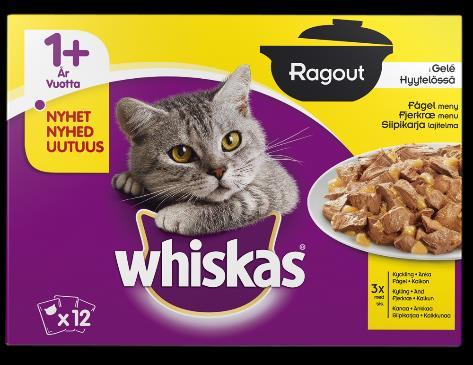 Whiskas Ragout uutuudet Whiskas Ragout hyytelössä Perinteinen lajitelma (Kanaa, Härkää, Lammasta, Siipikarjaa) 12x85g (Myyntierä: 4x12x85g) RSP: Linjahinta / Whiskas