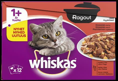 hyytelössä Siipikarja lajitelma (Kanaa, Ankkaa, Siipikarjaa, Kalkkunaa) EAN: 5900951264405 RSP: Linjahinta / Whiskas 12-packit Whiskas 12-pack sekadisplay 1/2 lava 120me