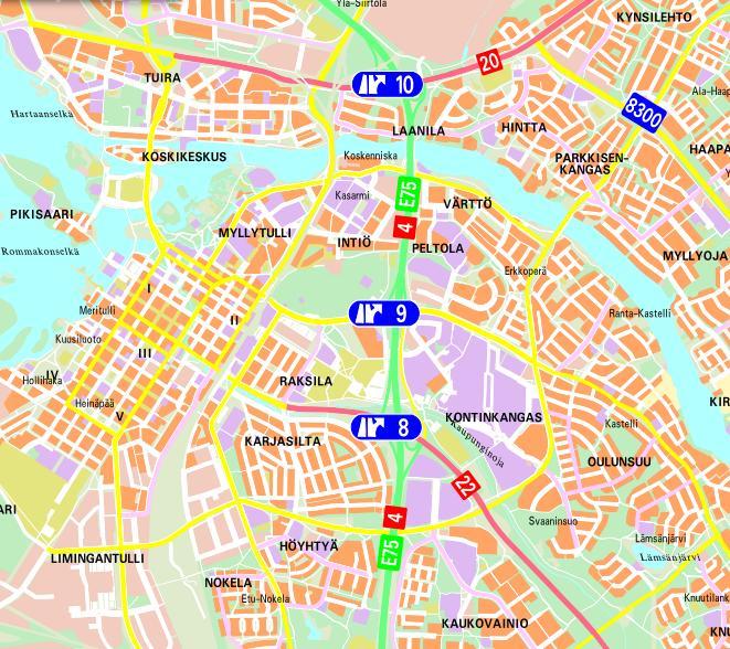 2 OULUN ASEMATALO Kuva 1. Oulun asematalon sijainti. Kartta: Oulun kaupunki. 4. JUNALIIKENNE TARKASTELUKOHDALLA Tarkastelukohta sijaitsee Oulun aseman vieressä.