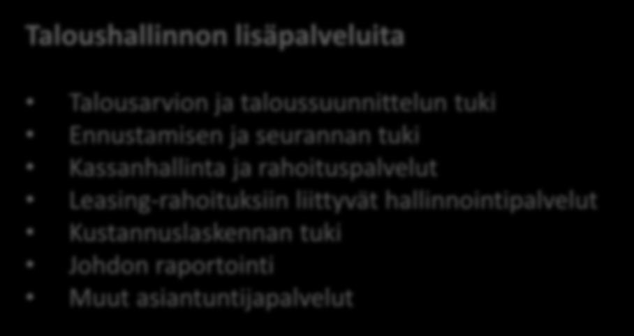 Palvelutarjoama jatkuvat palvelut Taloushallinnon peruspalvelut (sis.