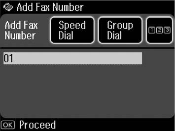 Broadcast Fax (Lähetysfax) faksitilassa Valikko Asetus Kuvaus Lisää faxnro Lyh.val. Valitse faksinumero lyhytvalintaluettelosta. Ryhmäval. Valitse faksinumero ryhmävalintaluettelosta.