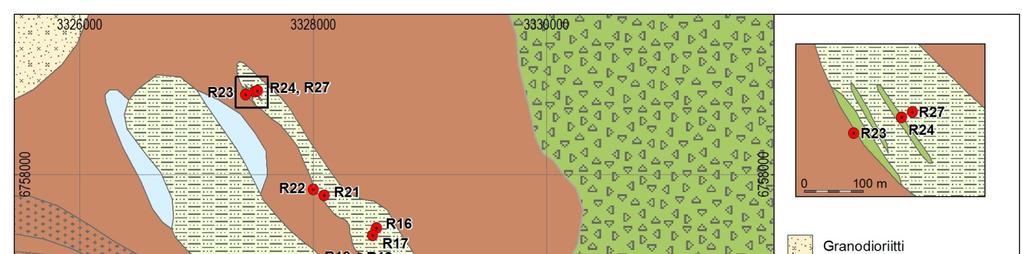 GEOLOGIAN TUTKIMUSKESKUS Patakankaan Au 4 Kuva 2. Susikkaan tutkimuskohteen kallioperä ja kairauspaikat 3.