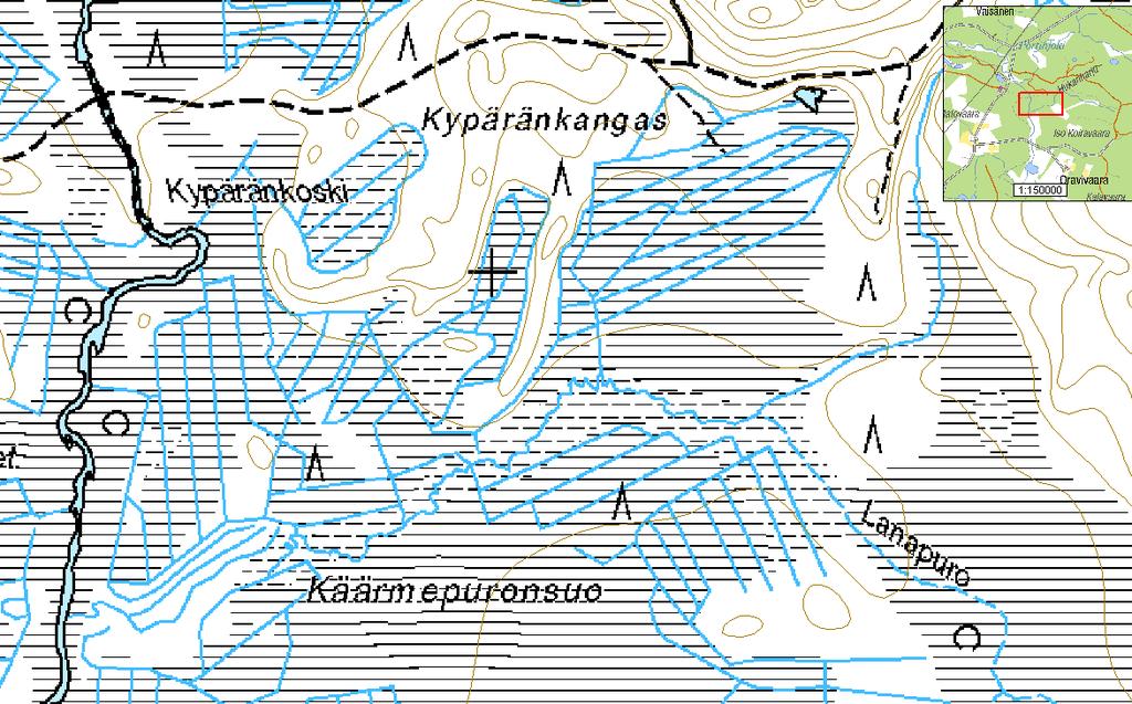 Liite 2 7 6 = Kuivillaan oleva vesitettävä luonnonuoma 4 5 = Pato 3 = Tukittava metsäoja 1 2 = Nykyinen veden virtaus kaivetussa ojassa = Pintavalutuskenttä = Purojakso vaihtuu