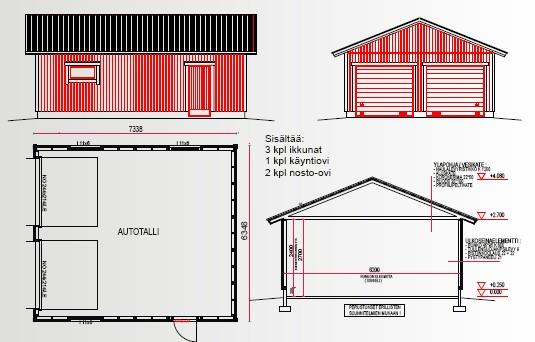 3 utotalli (7,34x6,35)m. Kerrosale 46,6 m2.